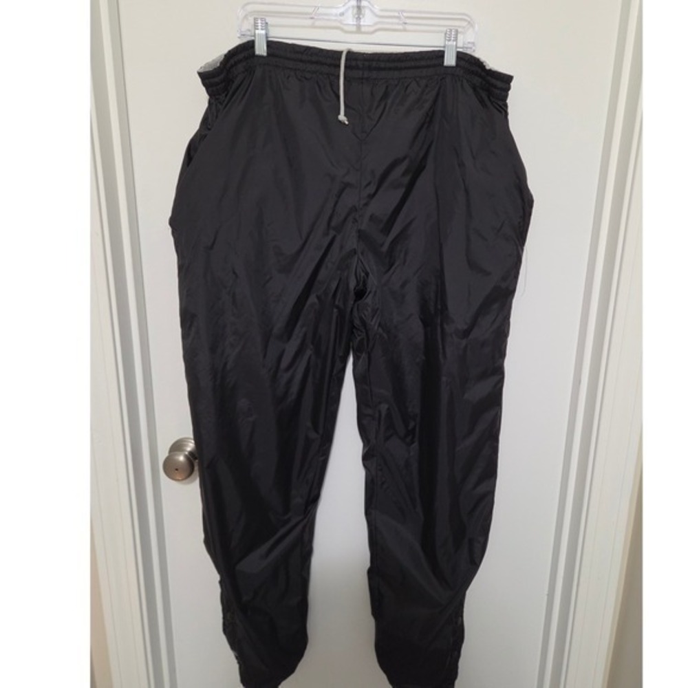 Athletic Works Mens L Black Nylon Track Pants Jersey Lined Joggers RN 52469